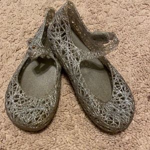 Mini Melissa Zig Zag Silver Glittery Mary Janes